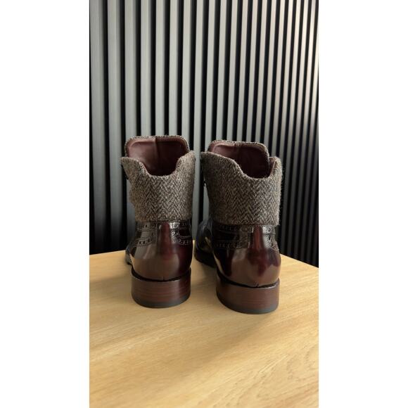 Louis Vuitton Leather Wool Tweed Lace-Up Brougue Boots main image 6